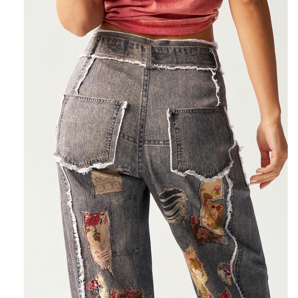 BellanBlue Gray Patchwork Straight Leg Jeans - image 4